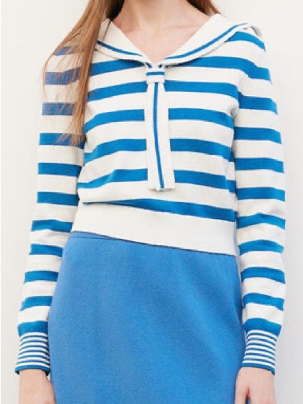 Goelia Blue & White Stripe Sailor Collar Sweater
